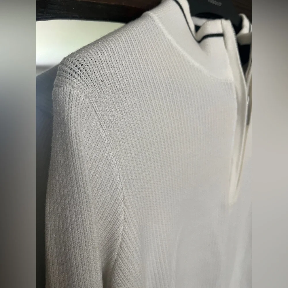Men’s Classic English Rib Sweater with Half Zip, Medium